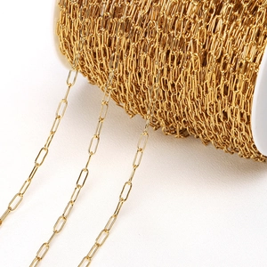 18K gold-plated 304 stainless steel paperclip chain for DIY jewelry making
