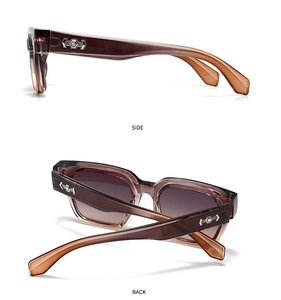 Seiten- und Rückansicht der braunen Verlaufs-Sonnenbrille mit Metalldetails