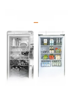 Before and after comparison of clear refrigerator organizers for space-saving storage