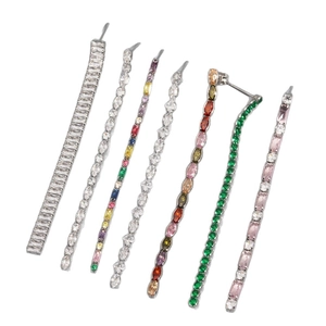 Elegant long tassel earrings with sparkling zircon stones in multiple vibrant colors