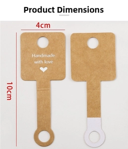 Detailed view of brown kraft paper jewelry display cards featuring Handmade with love text