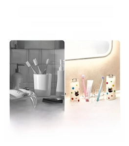 Étui à brosse à dents de voyage à pois et motif chat servant de rangement et gobelet
