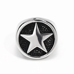 Vintage stainless steel pentagram star ring in silver finish for men and women