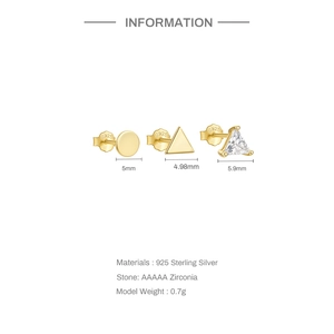 Detail of S925 sterling silver geometric stud earrings set with AAAAA zircon stones