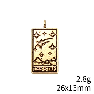 Detailed view of The Star Tarot charm in gold finish, measuring 26x13mm and weighing 2.8g