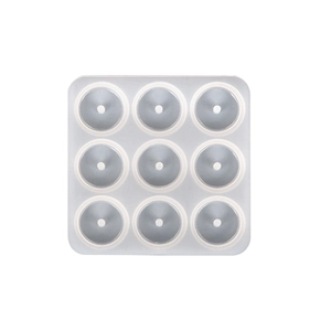 9-cavity square silicone mold for DIY resin jewelry making with center pin holes