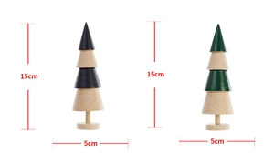 Miniature wooden Christmas tree desktop decoration showing 15cm height dimensions