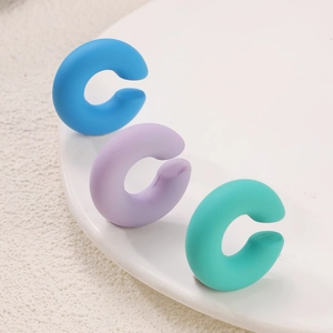 Matte candy color C-shaped ear cuffs in sky blue, lavender and mint green tones