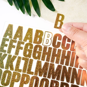 1-inch gold glitter alphabet stickers for scrapbooking and DIY craft decorations