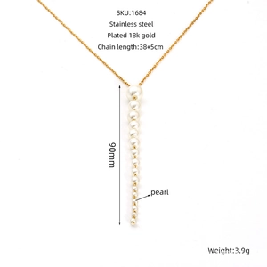 Detailed specs of 18K gold plated stainless steel necklace with gradient pearl pendant