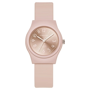 Minimalist candy color quartz watch for women with silicone strap and numeric dial