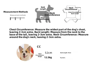 Größentabelle und Messanleitung für das festliche Corgi Hundekleid im Karomuster
