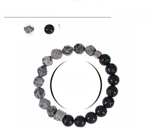 Detailed specs of 10mm Map Stone and Lava Stone beaded bracelet with 7.0 inch inner length