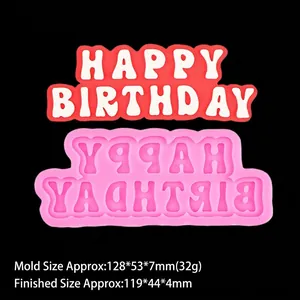 Stampo in silicone alfabeto Happy Birthday 128x53x7mm per decorazioni torte fondente