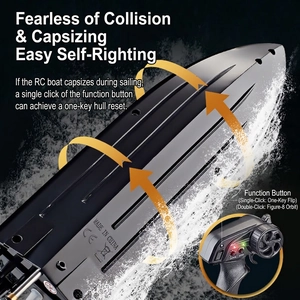 HJ812 high-speed 2.4G RC boat racing through water with dynamic spray and lighting