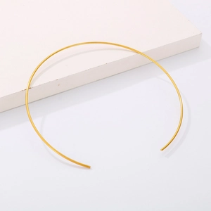Minimalist polished gold stainless steel open choker necklace for women's jewelry DIY