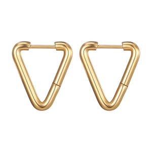 Polished gold triangle geometric earrings for men and women in high-quality stainless steel