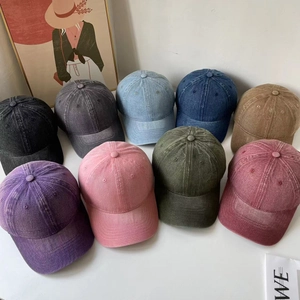 Washed vintage denim baseball caps collection in nine various colors for outdoor wear