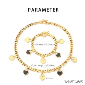 Spécifications de taille pour l'ensemble collier à maille gourmette et pendentif cœur