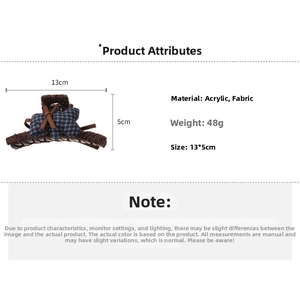 Detailed size specifications of 13x5cm for the brown corduroy bear bow hair claw clip