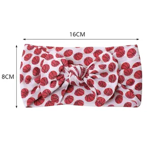 Soft nylon baby headband with vibrant basketball print, size 16cm x 8cm for infants
