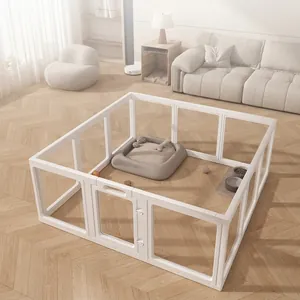 Parc Pour Animaux Modulaire Transparent Plastique Acrylique Barrière De Sécurité Intérieure Pour Petits Chiens Et Chats Avec Porte De Sécurité