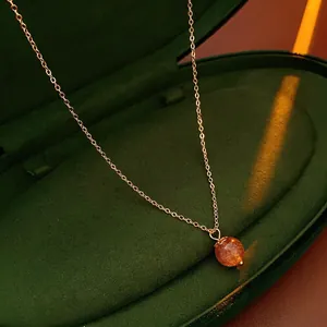 Round Crystal Pendant Necklace Gold Plated Copper With Zircon And Imitation Artificial Pearl Light Luxury Elegant Jewelry For Women