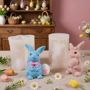 Easter bunny and egg silicone mold for DIY handmade candles and resin crafts
