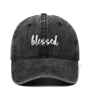 Casquette De Baseball Broderie Blessed Coton Lavé Vintage Rétro Décontracté Chapeau De Soleil Réglable Pour Hommes Femmes