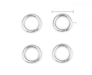 Detail of 14mm silver stainless steel jump rings with 2mm thickness for jewelry making
