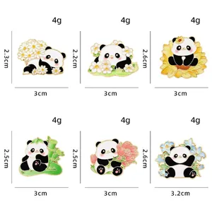 Creative panda enamel pins set with floral motifs in 4g lightweight alloy material