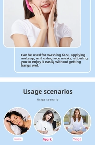 Detailed usage scenarios for pink plush headband during skincare and daily activities
