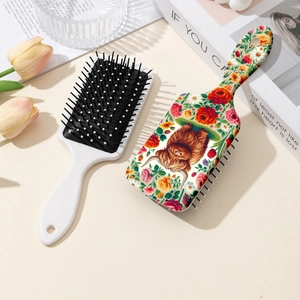 Set di spazzole per capelli con stampa di mucca e fiori per districare i capelli