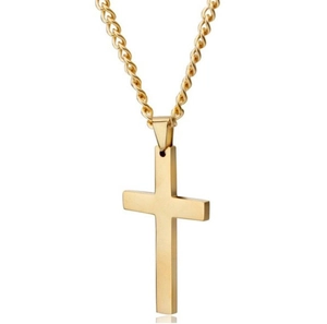 Collar con colgante de cruz dorada minimalista y una clásica cadena de cuerda torcida