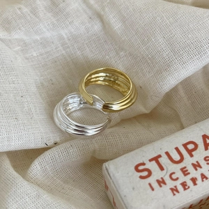 Minimalist 925 sterling silver multi-layer spiral rings in gold and silver finishes
