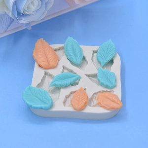 DIY silicone leaf mold for fondant cake baking with various detailed foliage shapes