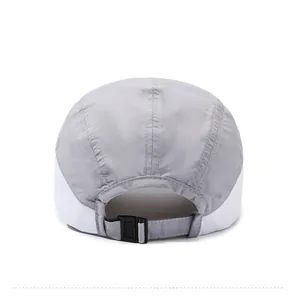Quick-dry mesh baseball cap featuring a grey panel design and adjustable plastic buckle