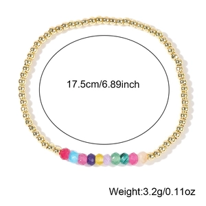 Colorful gemstone and gold bead bracelet, 17.5cm circumference, 3.2g lightweight design
