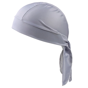 Macro shot of silver satin durag featuring premium stitching and glossy silk texture