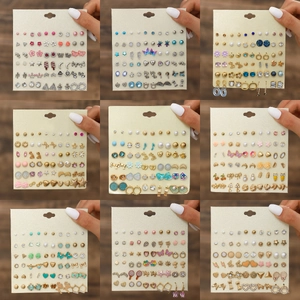Alloy Stud Earrings Assorted Shapes Heart Butterfly Flower Rhinestone Faux Artificial Pearl Fashion Jewelry For Women Girls