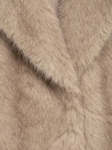 Detailed close-up showing soft texture of faux fur collar on the short waistcoat vest