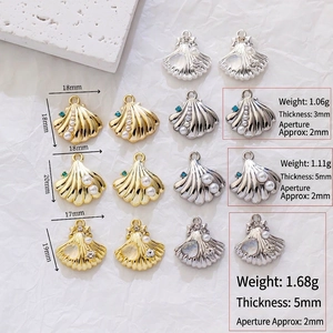Ocean shell and pearl alloy pendant charms for DIY jewelry making in gold and silver