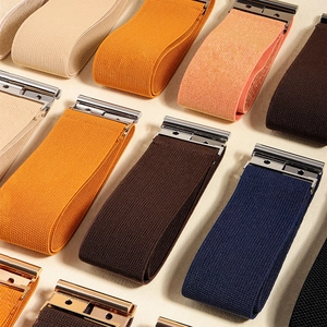 Elastic wide belt for women in multiple colors with metallic buckle and stretchy fabric