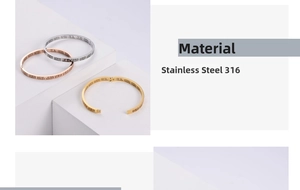 Detailed view of hollow Greek key pattern on 316L stainless steel bangles set