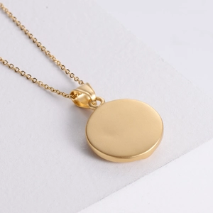 Minimalist gold cobra cobra snake round pendant necklace in frosted stainless steel