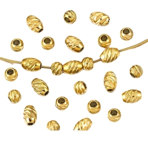 Golden stainless steel wheel spacer beads with diamond textured patterns for DIY jewelry