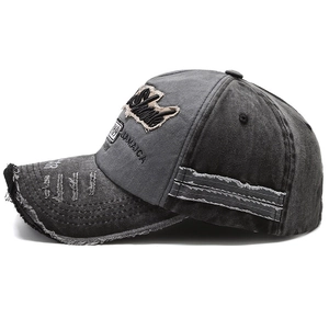 Vintage gewaschene Denim Baseballkappe mit Shine-Stickerei und Distressed-Details