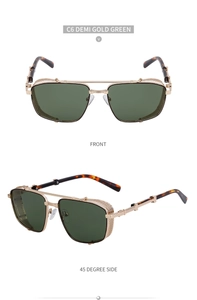 Steampunk gold frame sunglasses with mesh side shields and tortoise temples