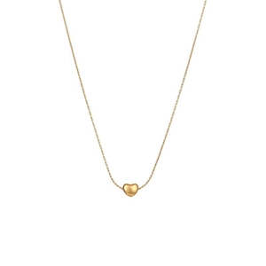 Minimalist gold plated heart pendant necklace with elegant chain on white background