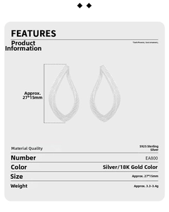 Detailed view of S925 sterling silver twist earrings with a unique textured pattern